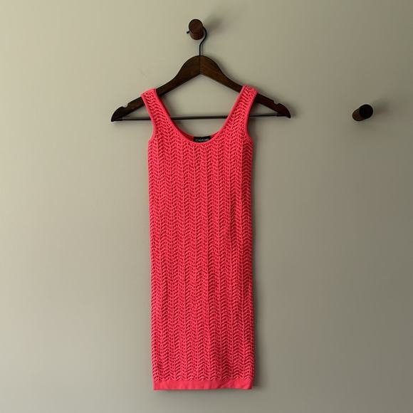 bebe Dresses & Skirts - NWT BEBE wave texture tank bodycon dress size small in Calypso coral